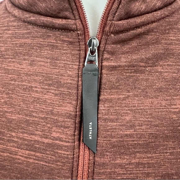 Athleta Half Zip Altitude Polartec Fleece Crop Mock Neck Sweatshirt Rust - Picture 2 of 15